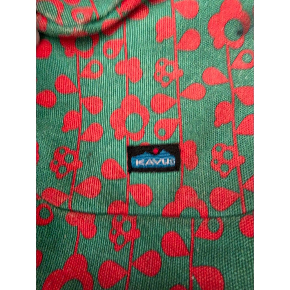 KAVU Sydney Satchel Crossbody Bag Teal Red Floral Canvas Messenger Bag